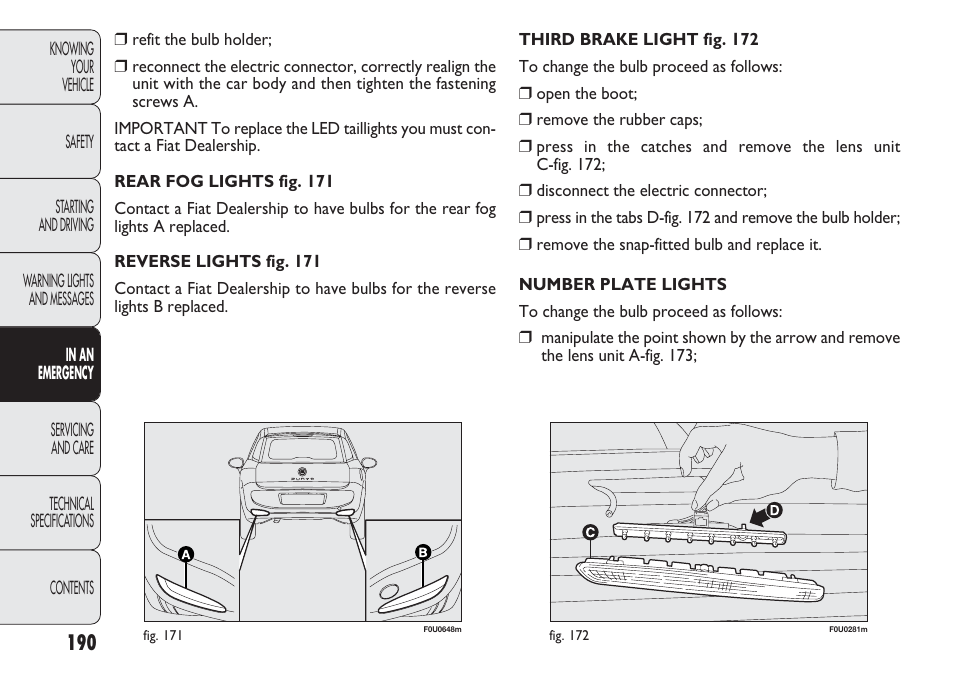 FIAT Punto 2012 User Manual | Page 192 / 271