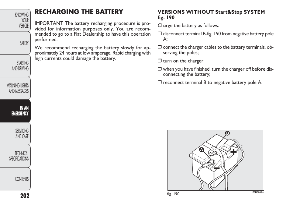 FIAT Punto 2012 User Manual | Page 204 / 271