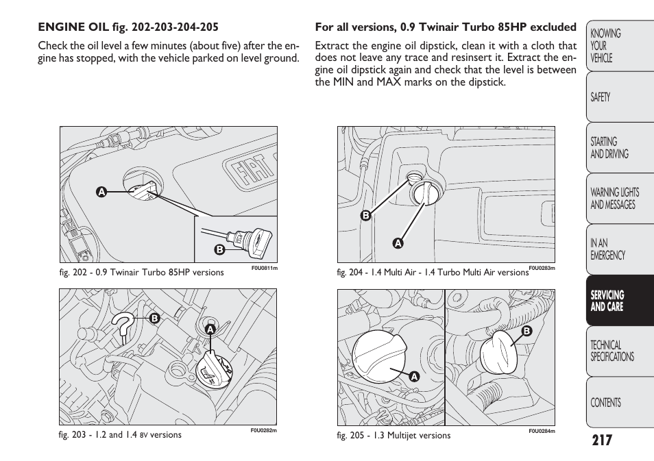 FIAT Punto 2012 User Manual | Page 219 / 271