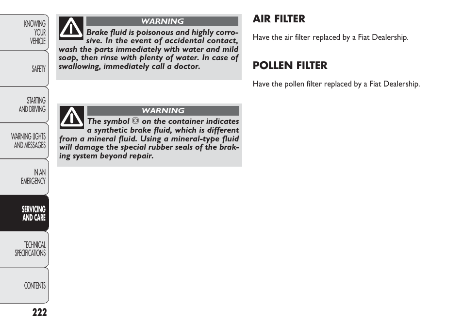 FIAT Punto 2012 User Manual | Page 224 / 271