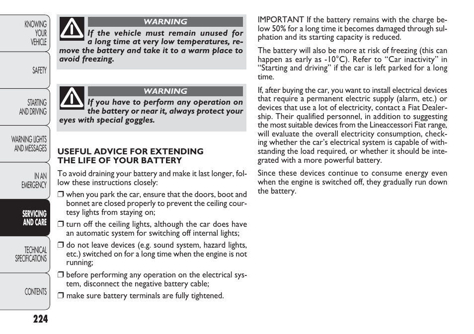 FIAT Punto 2012 User Manual | Page 226 / 271