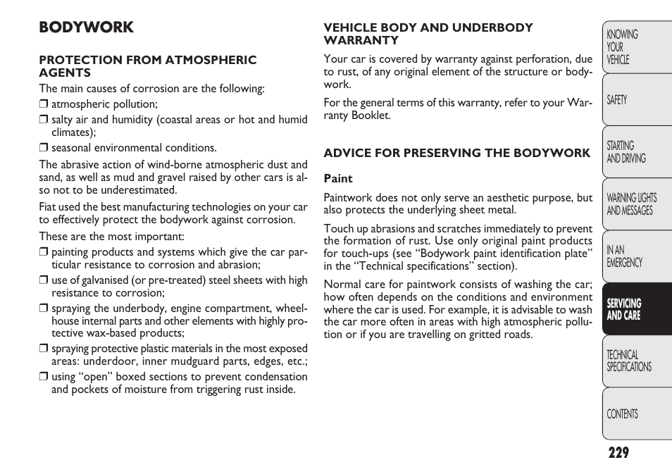 FIAT Punto 2012 User Manual | Page 231 / 271