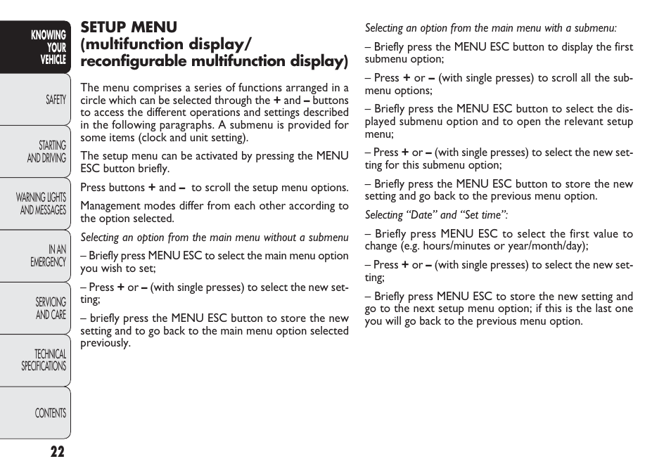 FIAT Punto 2012 User Manual | Page 24 / 271