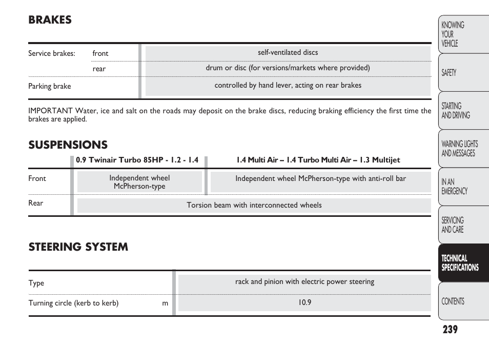 FIAT Punto 2012 User Manual | Page 241 / 271