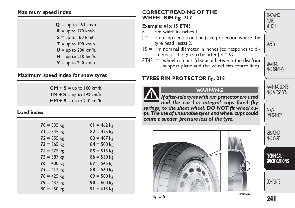 FIAT Punto 2012 User Manual | Page 243 / 271