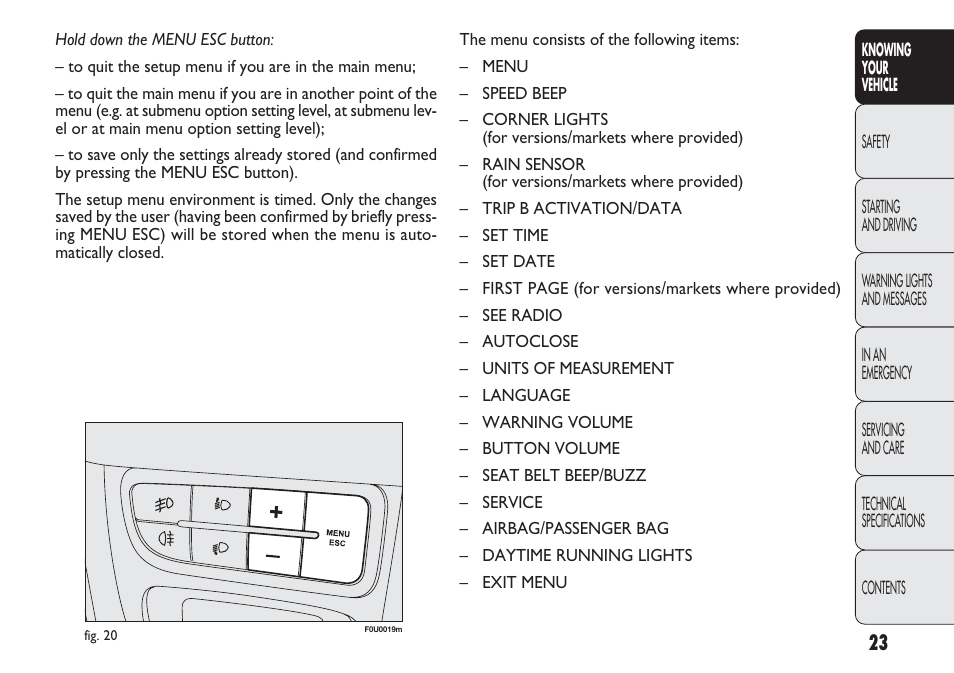 FIAT Punto 2012 User Manual | Page 25 / 271