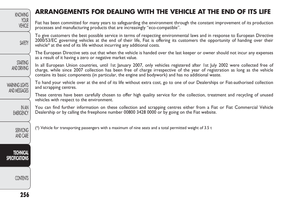 FIAT Punto 2012 User Manual | Page 258 / 271