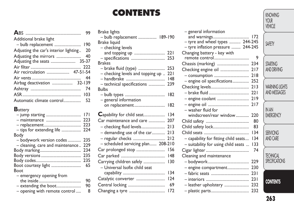 FIAT Punto 2012 User Manual | Page 265 / 271