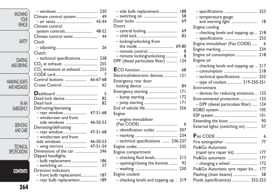 FIAT Punto 2012 User Manual | Page 266 / 271