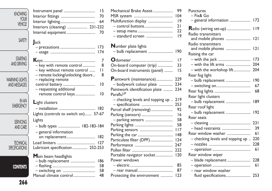 FIAT Punto 2012 User Manual | Page 268 / 271