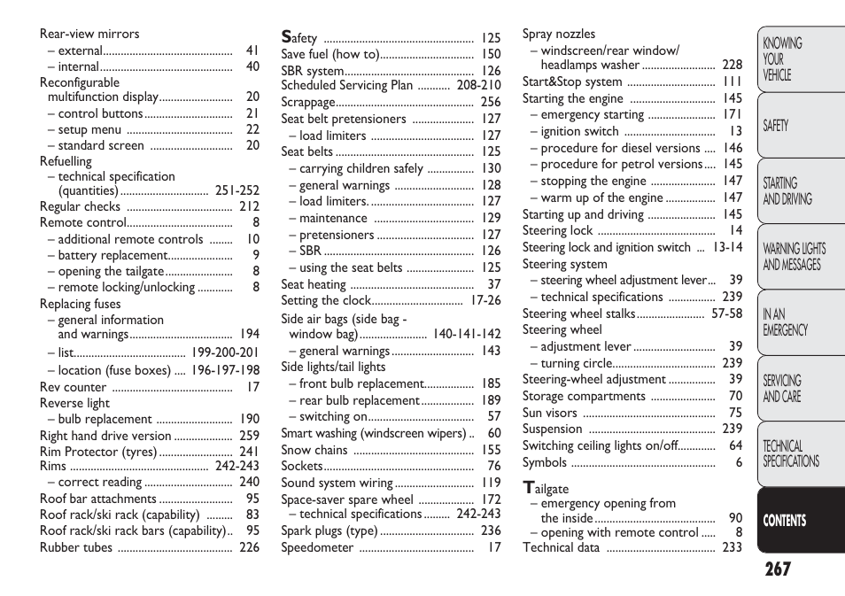 FIAT Punto 2012 User Manual | Page 269 / 271