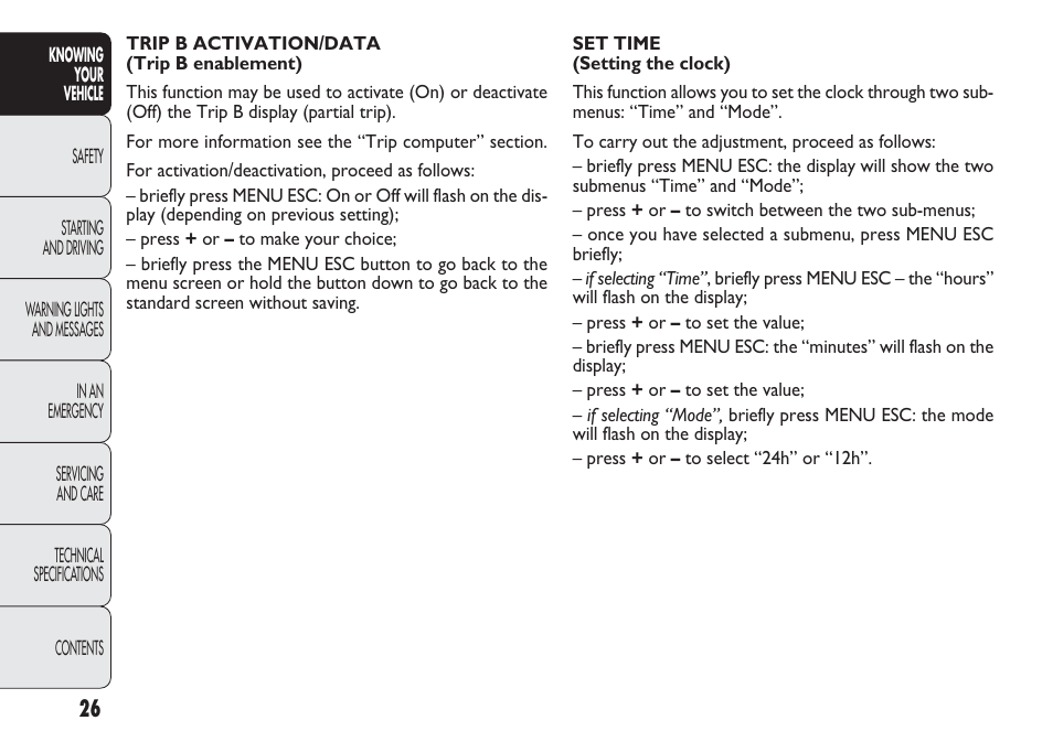 FIAT Punto 2012 User Manual | Page 28 / 271