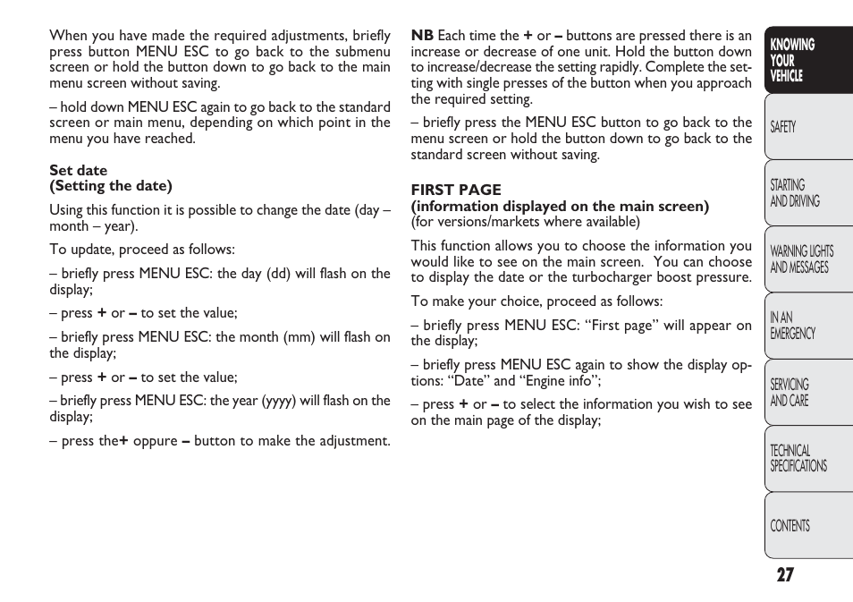 FIAT Punto 2012 User Manual | Page 29 / 271