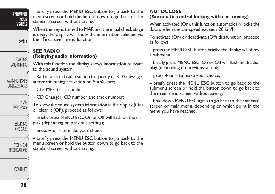 FIAT Punto 2012 User Manual | Page 30 / 271