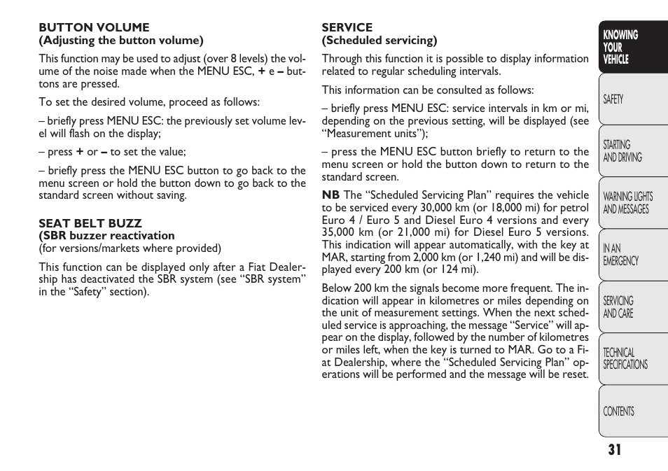 FIAT Punto 2012 User Manual | Page 33 / 271