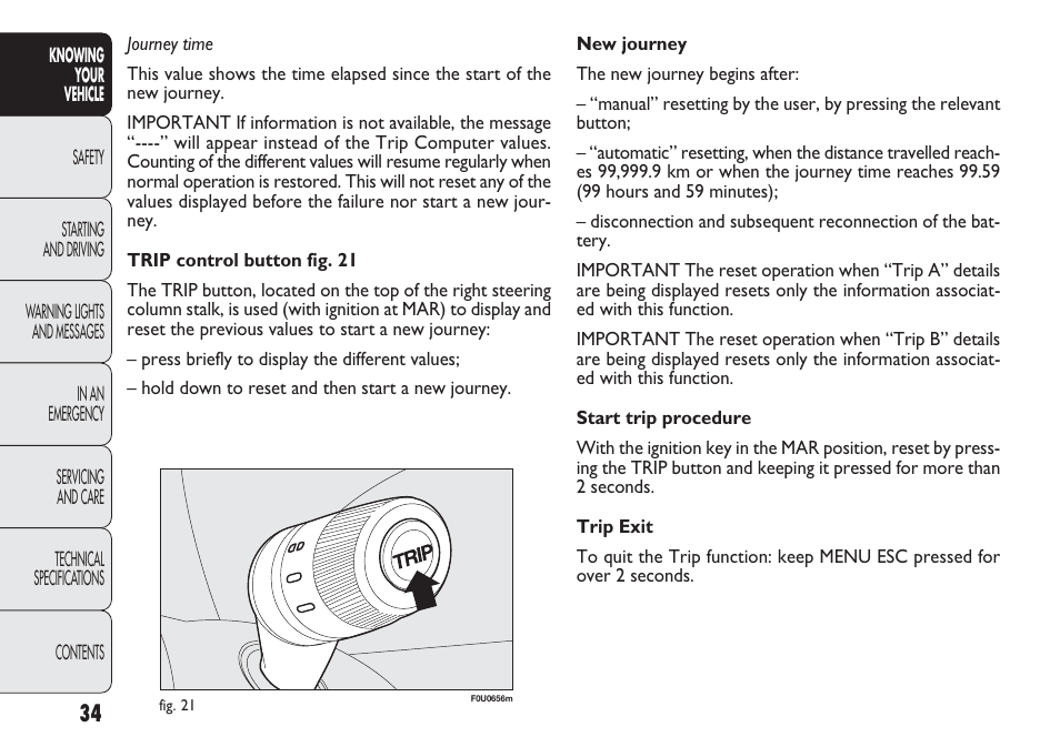 FIAT Punto 2012 User Manual | Page 36 / 271