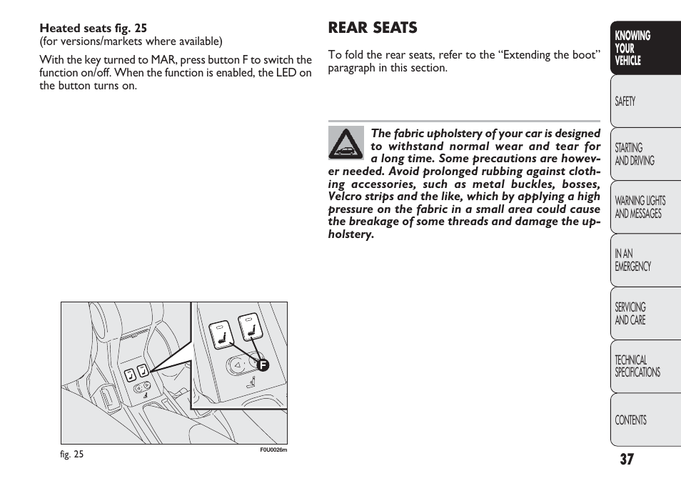 FIAT Punto 2012 User Manual | Page 39 / 271