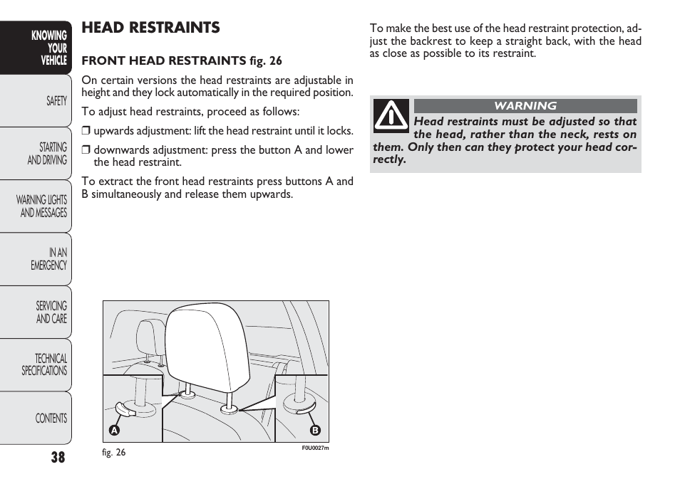 FIAT Punto 2012 User Manual | Page 40 / 271