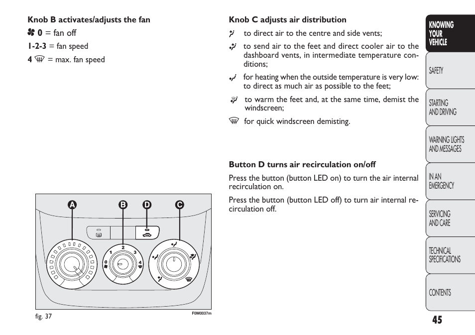 FIAT Punto 2012 User Manual | Page 47 / 271