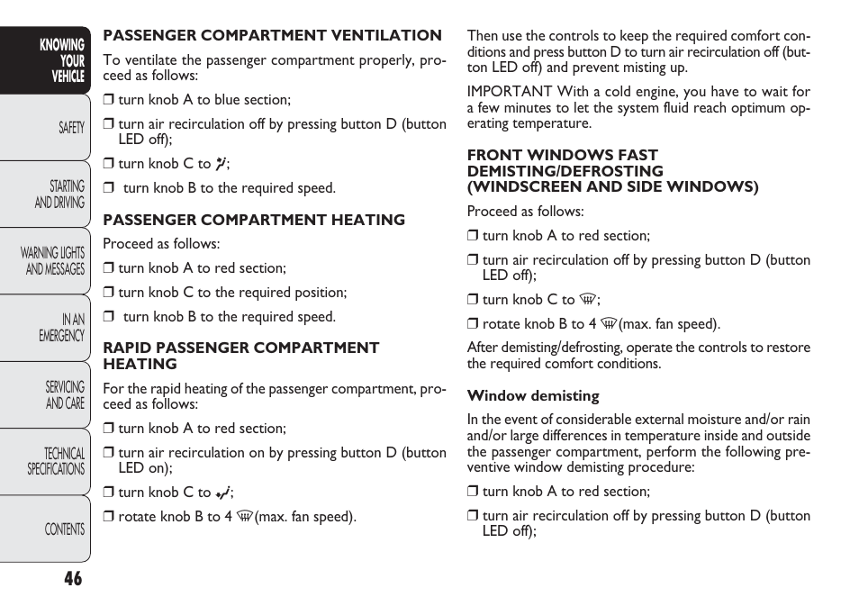 FIAT Punto 2012 User Manual | Page 48 / 271