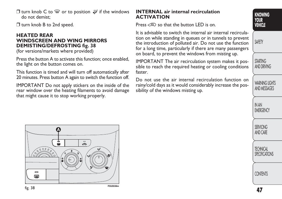 FIAT Punto 2012 User Manual | Page 49 / 271