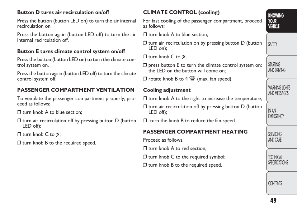 FIAT Punto 2012 User Manual | Page 51 / 271