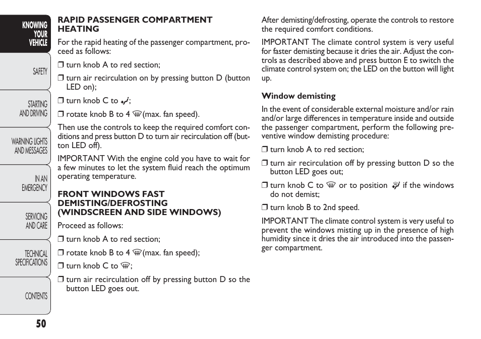 FIAT Punto 2012 User Manual | Page 52 / 271