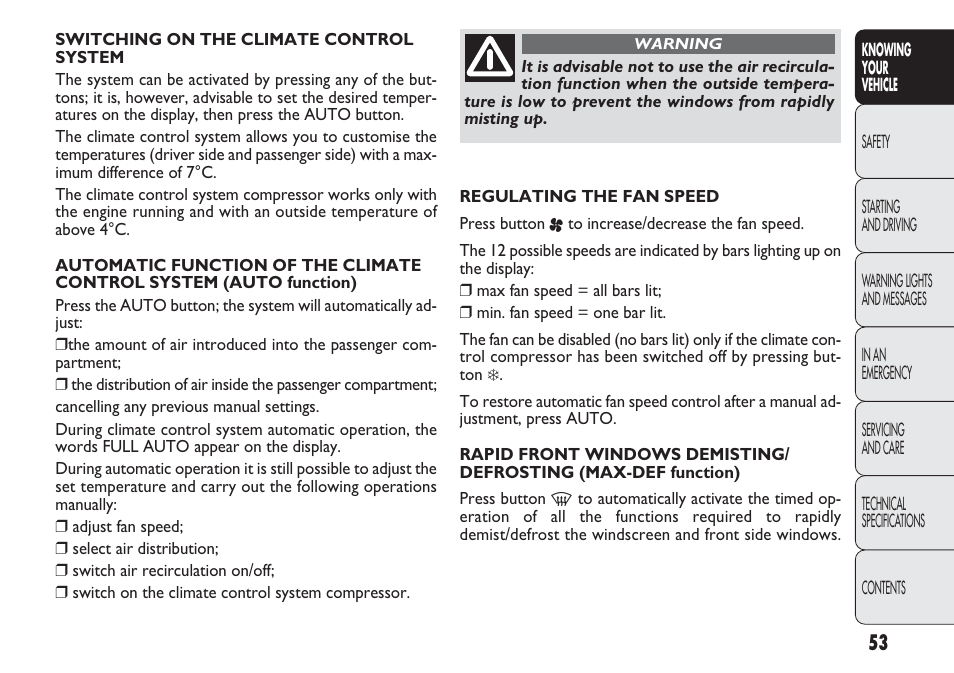 FIAT Punto 2012 User Manual | Page 55 / 271