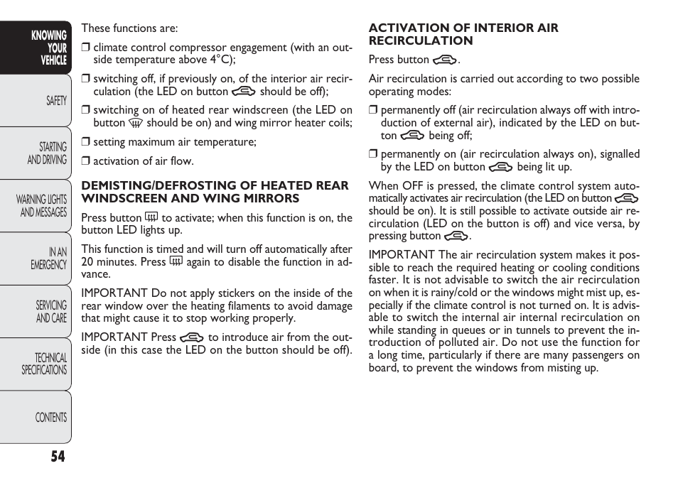 FIAT Punto 2012 User Manual | Page 56 / 271