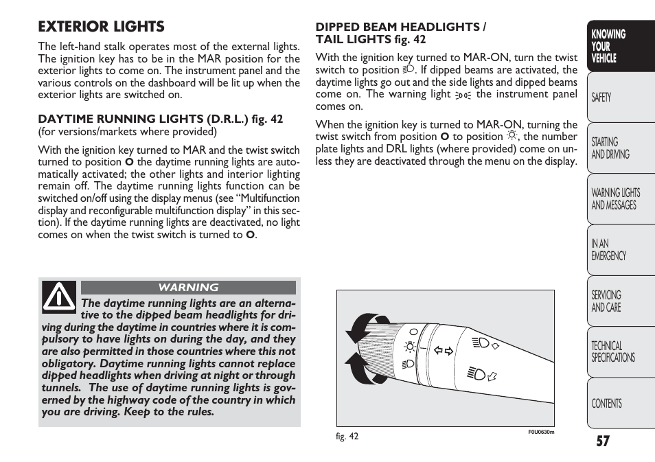 FIAT Punto 2012 User Manual | Page 59 / 271