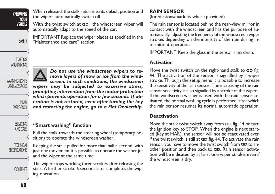 FIAT Punto 2012 User Manual | Page 62 / 271