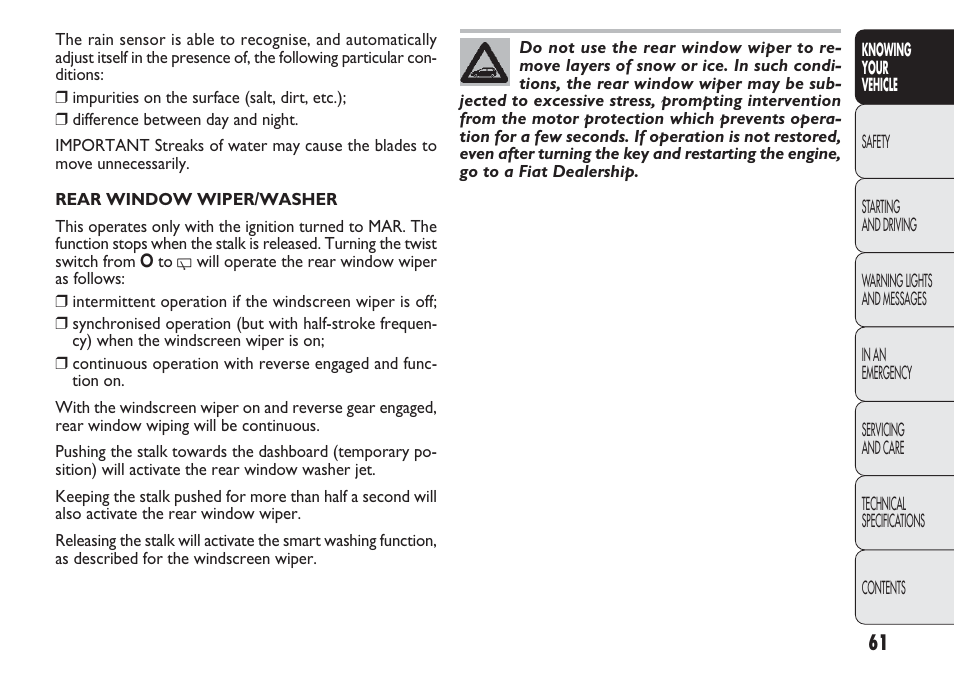 FIAT Punto 2012 User Manual | Page 63 / 271