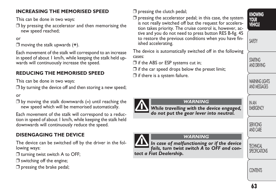 FIAT Punto 2012 User Manual | Page 65 / 271