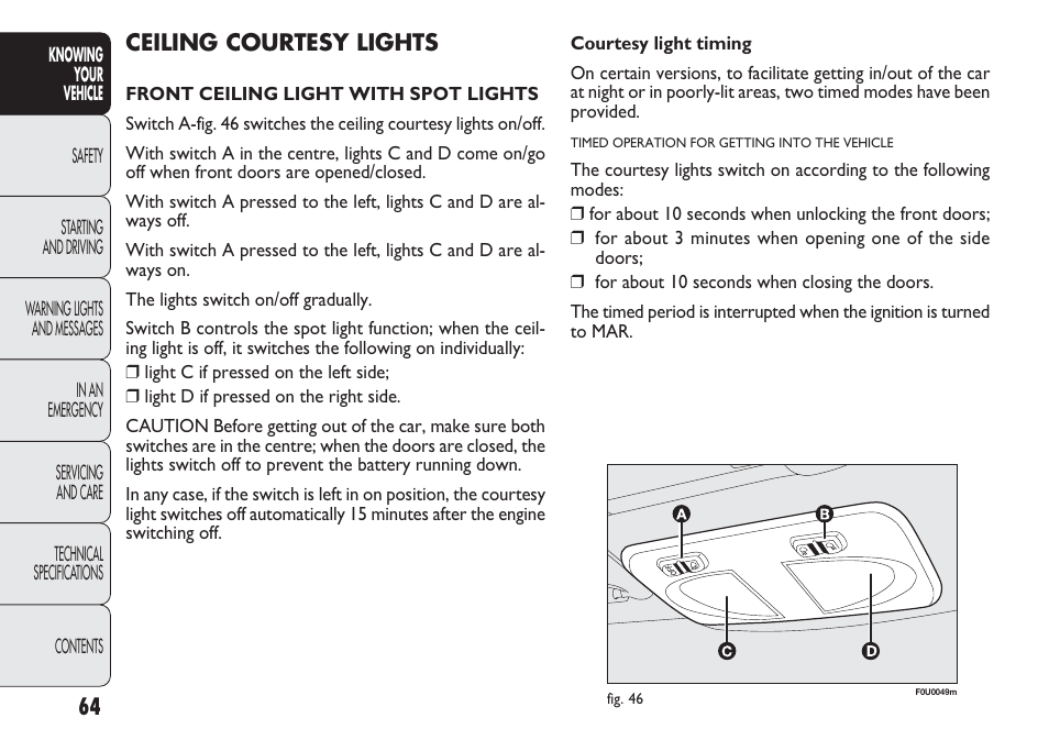 FIAT Punto 2012 User Manual | Page 66 / 271