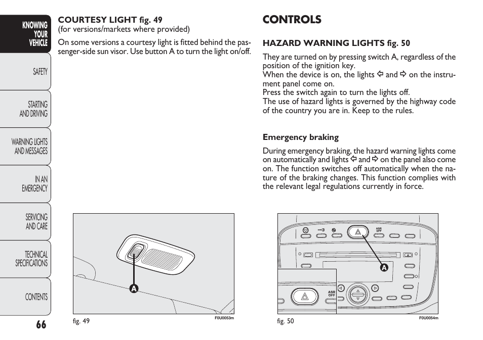 66 controls | FIAT Punto 2012 User Manual | Page 68 / 271