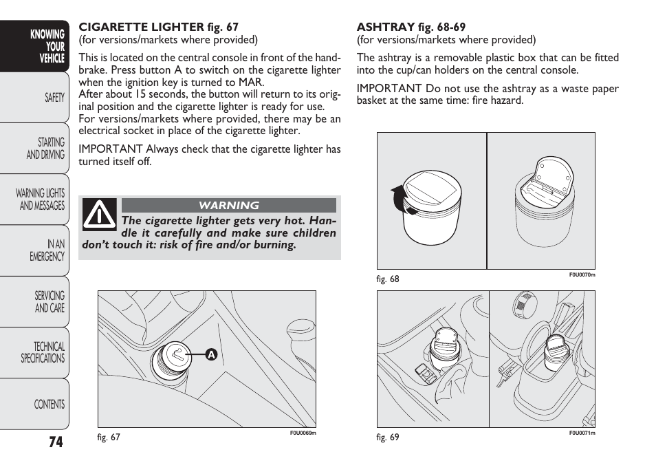 FIAT Punto 2012 User Manual | Page 76 / 271