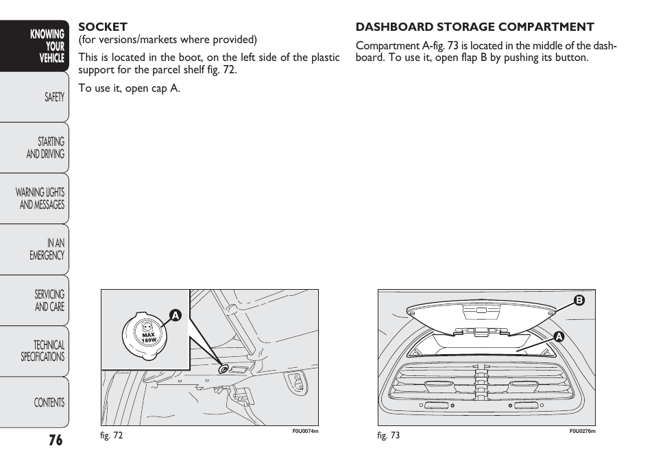 FIAT Punto 2012 User Manual | Page 78 / 271