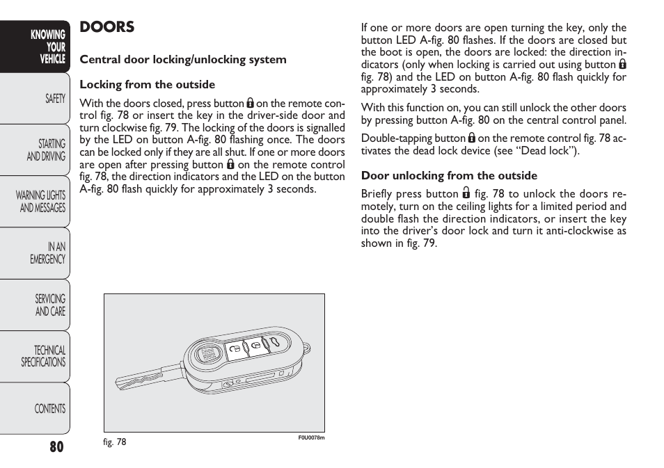 FIAT Punto 2012 User Manual | Page 82 / 271