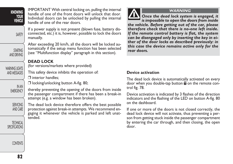 FIAT Punto 2012 User Manual | Page 84 / 271