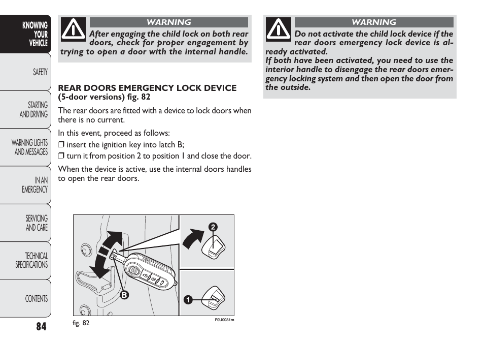 FIAT Punto 2012 User Manual | Page 86 / 271