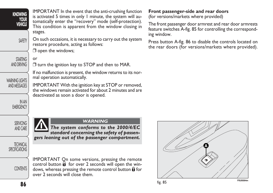 FIAT Punto 2012 User Manual | Page 88 / 271