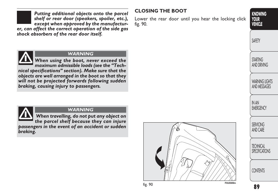 FIAT Punto 2012 User Manual | Page 91 / 271