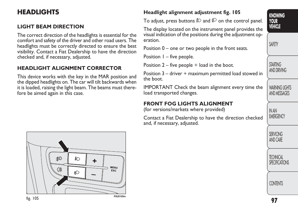 FIAT Punto 2012 User Manual | Page 99 / 271