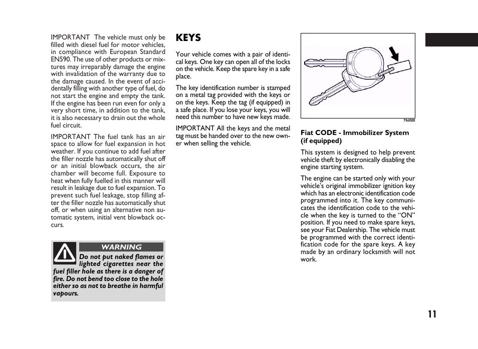 Keys | FIAT Sedici User Manual | Page 12 / 266