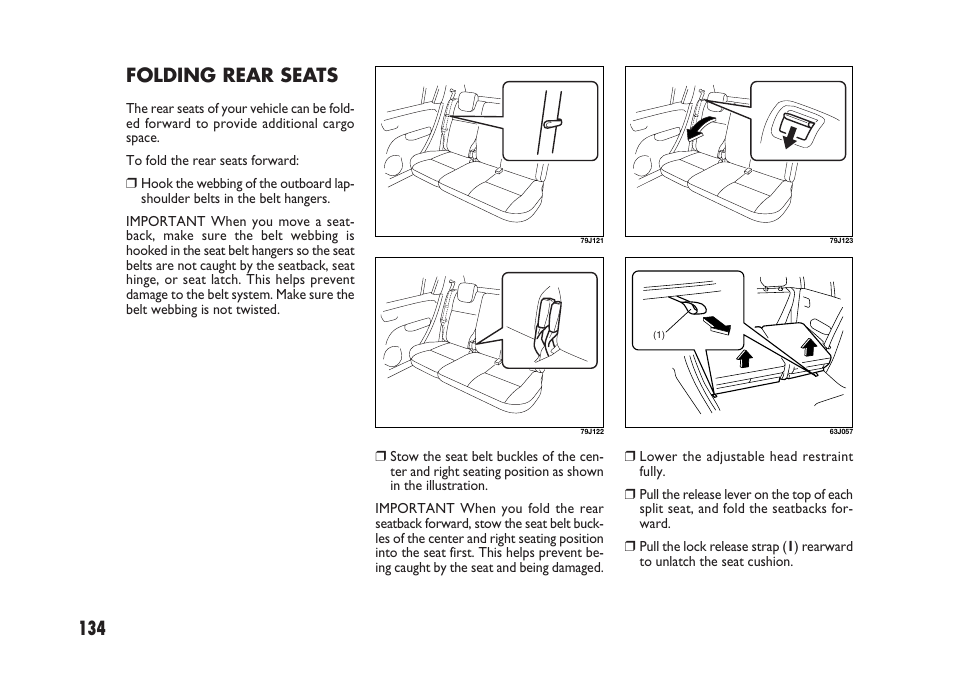 Folding rear seats | FIAT Sedici User Manual | Page 135 / 266