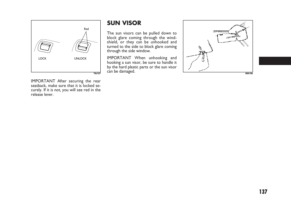 137 sun visor | FIAT Sedici User Manual | Page 138 / 266