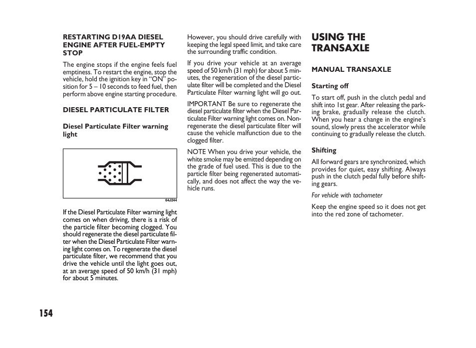 154 using the transaxle | FIAT Sedici User Manual | Page 155 / 266