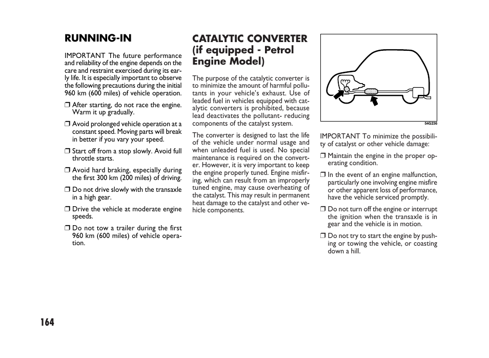 Running-in | FIAT Sedici User Manual | Page 165 / 266