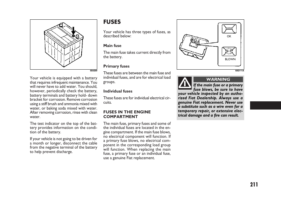 Fuses | FIAT Sedici User Manual | Page 212 / 266