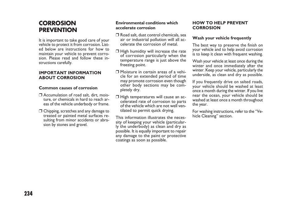 Corrosion prevention | FIAT Sedici User Manual | Page 235 / 266